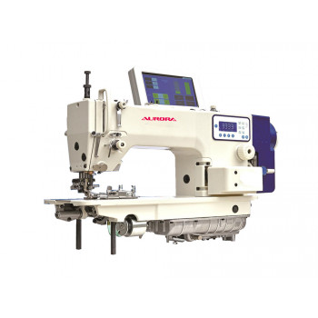 Специальная машина для подгибки низа сорочек и других изделий с переменными нижним и верхним продвижением с электронным управлением Aurora A-5493N-7-QG-S