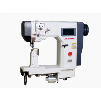 Одноигольная колонковая машина с 3-м продвижением Aurora A-1591N-D3  (автоматические функции, шаговые моторы, увеличенный челнок, дизайнерские строчки)