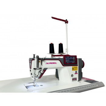 Прямострочная промышленная швейная машина Aurora NEVA-1 (Дизайнерские строчки, два подвижных ножа, закрытая смазка, сенсорный LCD экран)