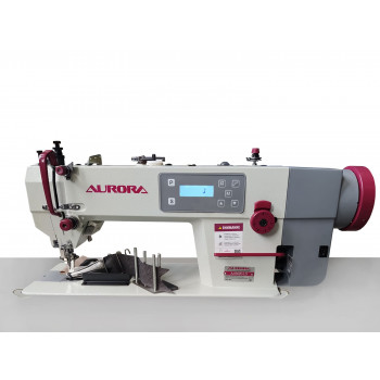 Прямострочная промышленная швейная машина с шагающей лапкой и оснасткой для окантовки  Aurora A-0302D-LG (прямой привод)