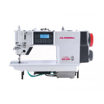 Прямострочная промышленная швейная машина с игольным продвижением Aurora H7 (Два шаговых мотора, два подвижных ножа, закрытая смазка)