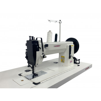 Промышленная прямострочная швейная машина с шагающей лапкой для шитья строп Aurora A-470 со столом и сервомотором