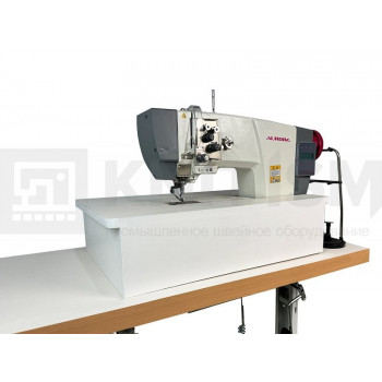 Универсальная одноигольная/двухигольная колонковая машина с 2-м продвижением Aurora A-592D (прямой привод, увеличенный челнок)