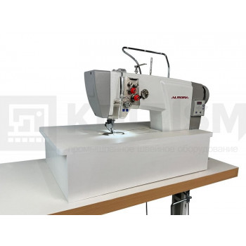 Универсальная одноигольная/двухигольная колонковая машина с 2-м продвижением Aurora A-8820D (прямой привод, увеличенный челнок), стол в комплекте