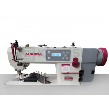 Прямострочная промышленная швейная машина с шагающей лапкой и оснасткой для окантовки  Aurora A-0302D-LG (прямой привод)