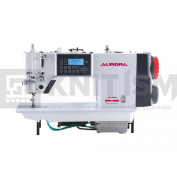 Прямострочная промышленная швейная машина с игольным продвижением Aurora H7 (Два шаговых мотора, два подвижных ножа, закрытая смазка)
