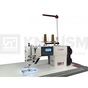 Прямострочная промышленная швейная машина с игольным продвижением Aurora H7-H (Два шаговых мотора, два подвижных ножа, закрытая смазка)